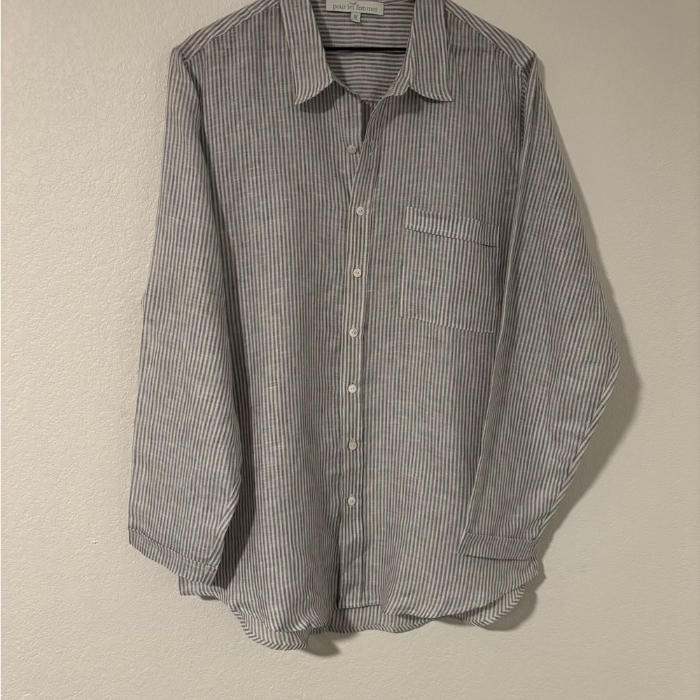 Gray Striped Button-Down Shirt